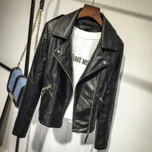 VenusFox Zipper Faux Leather Jackets plus Sizes