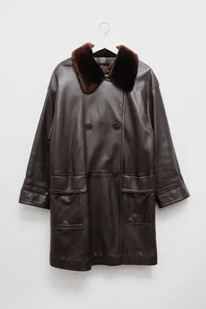 VINTAGE BROWN LEATHER COAT