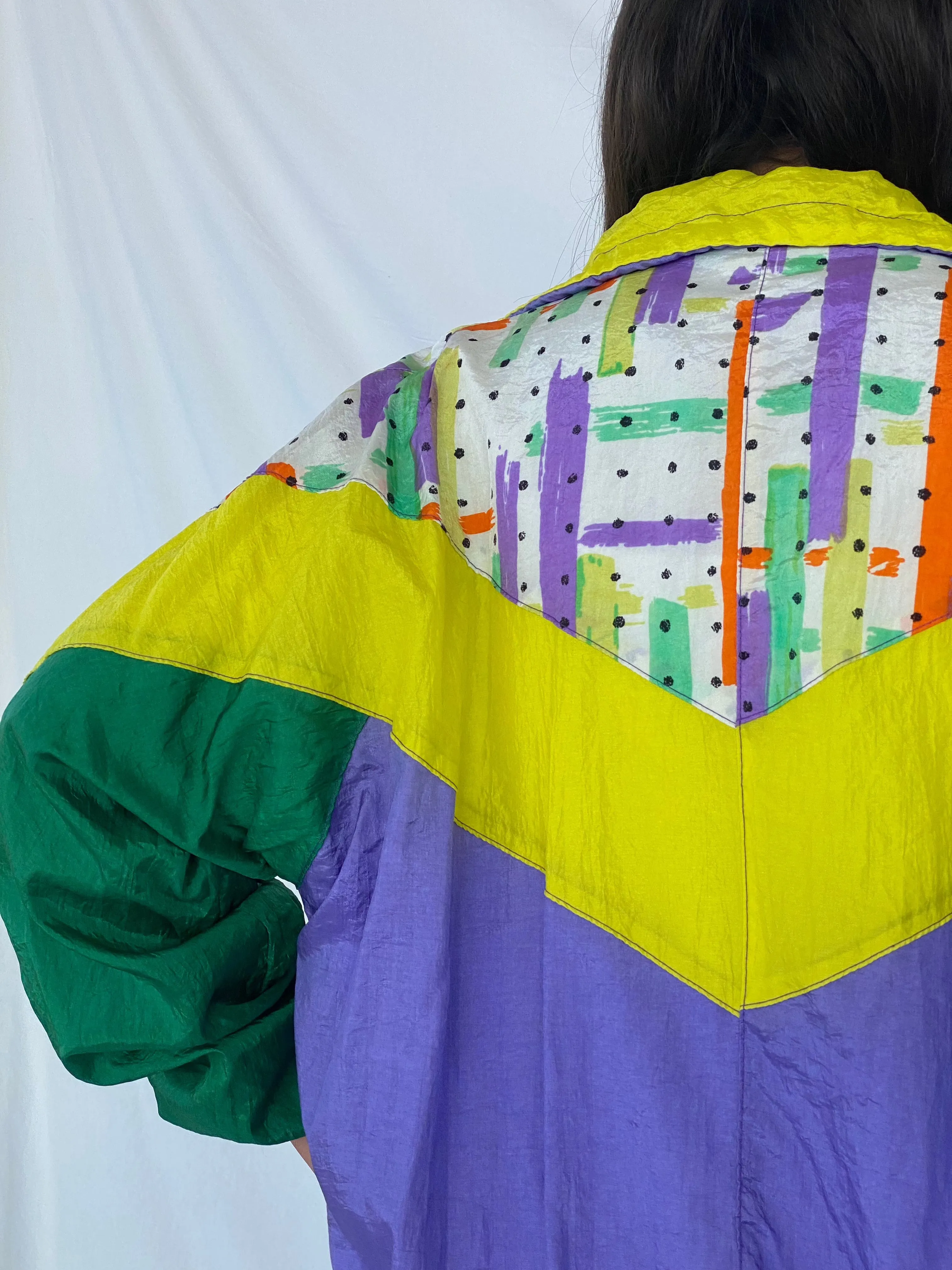 Vintage Green Spot Windbreaker Jacket
