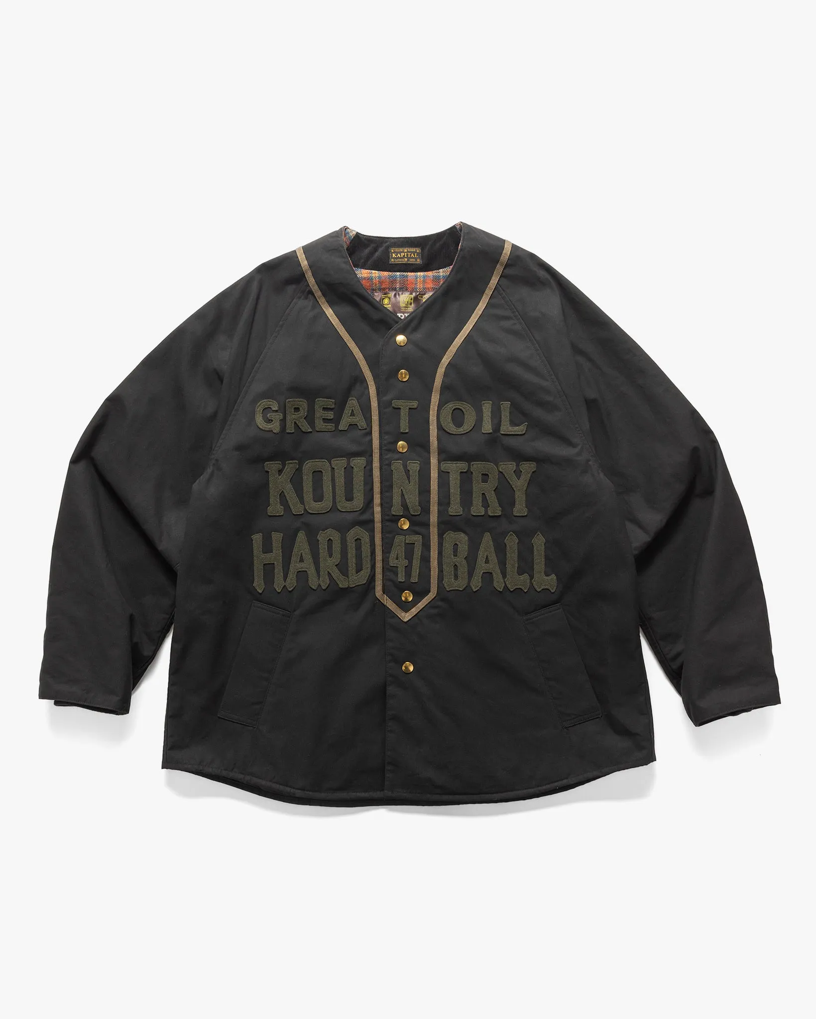 Weather Cotton Oil Coating Baseball Blouson Black