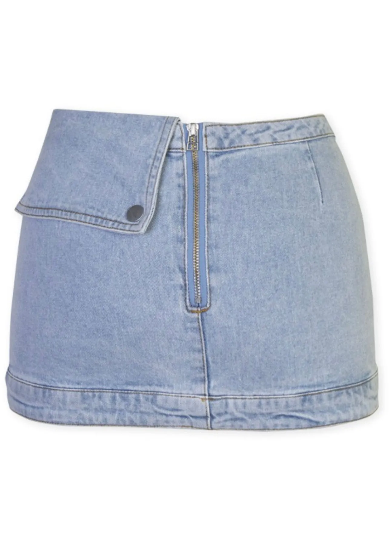 Zaylee Vintage Patch Worked Stretchy Mini Denim Skirt